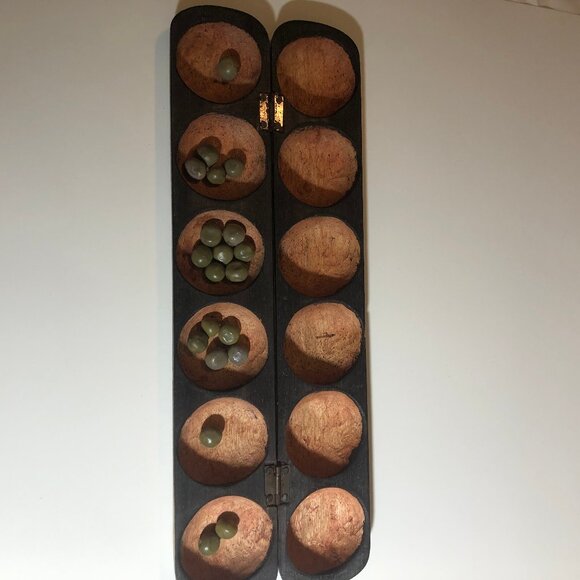 Mancala in Handcrafted Elephant Box – Vintage Wooden Game, Intricate Design - Picture 6 of 13